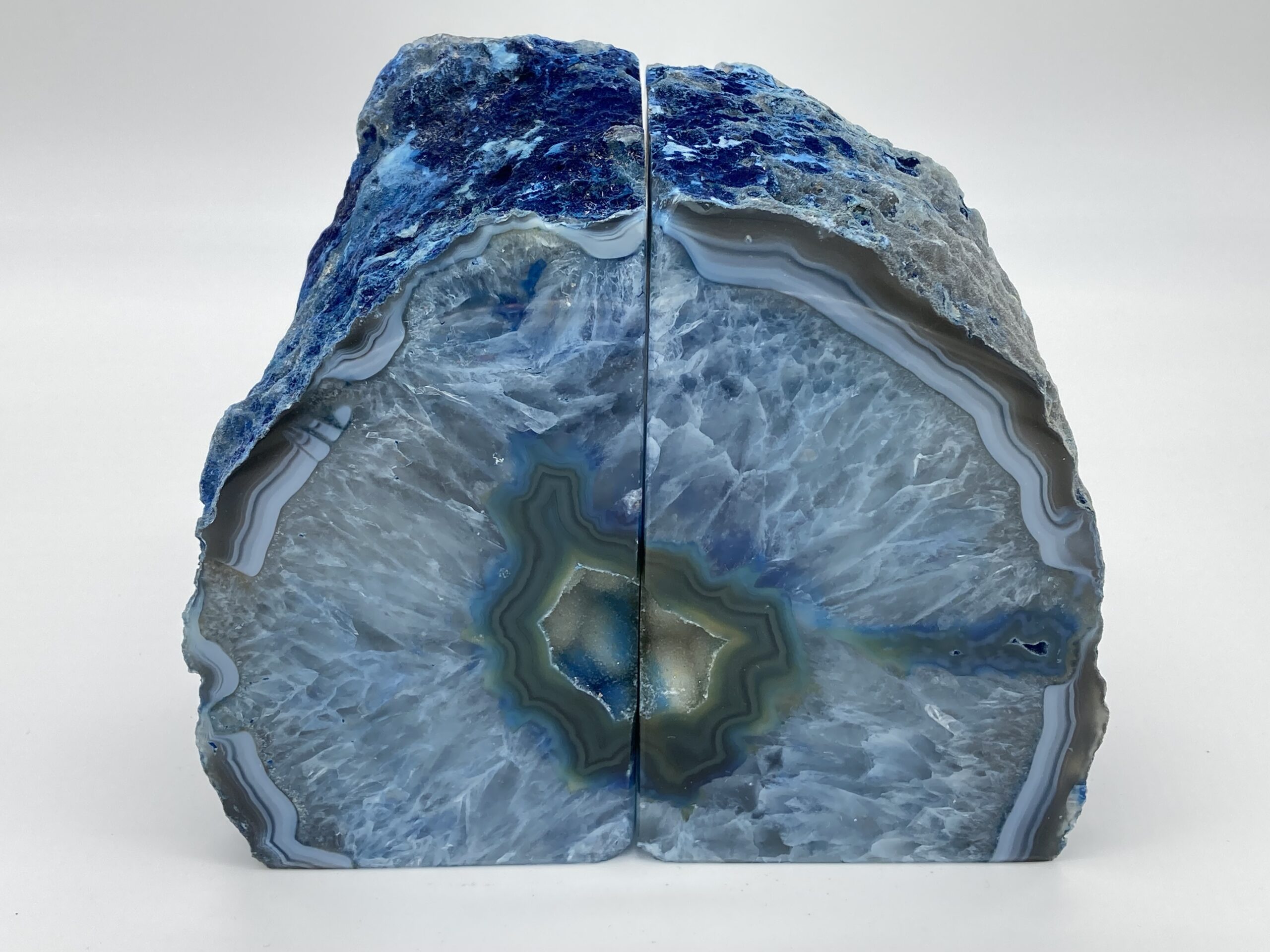 Blue Agate Geode Bookends