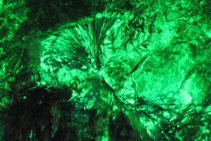 Closeup of vivid green mineral