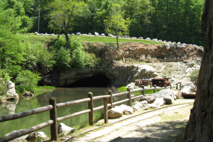 A water-filled mine entrance