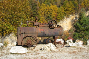 An antique steam engine at the North Carolina Mining Museum