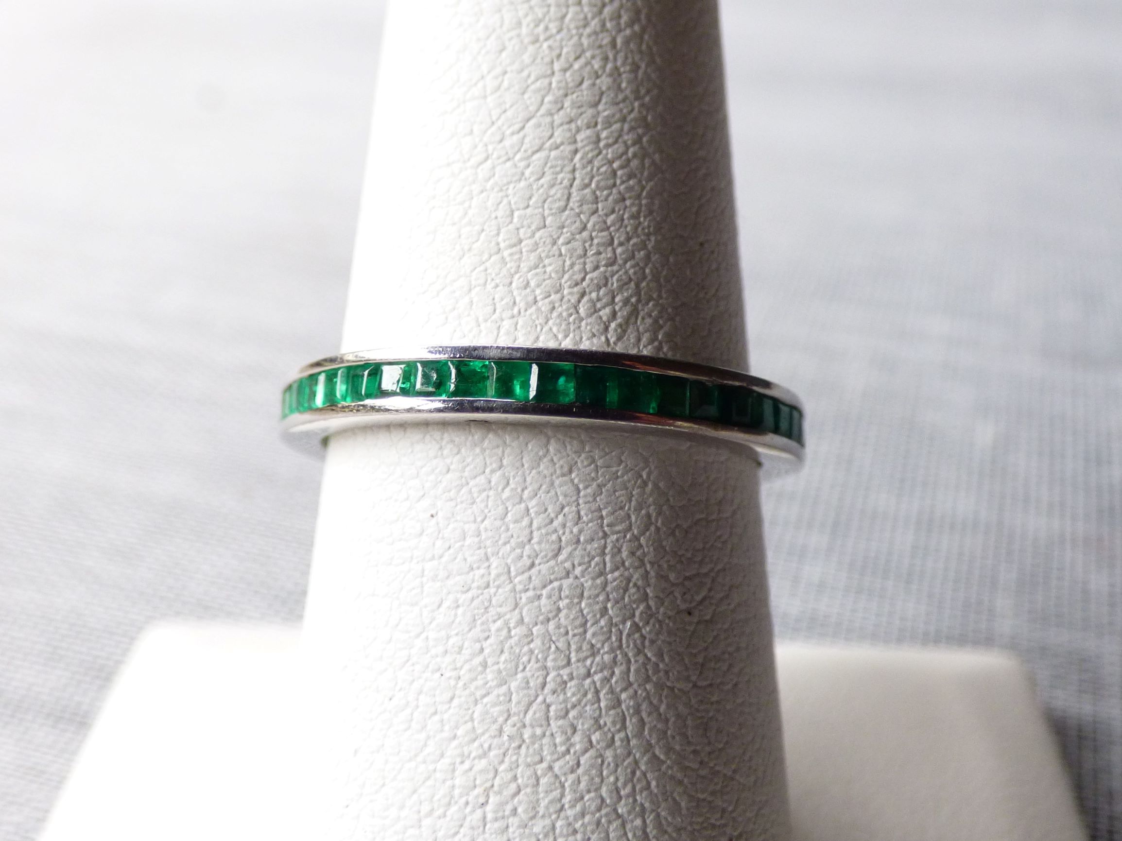 Platinum Emerald Eternity Band