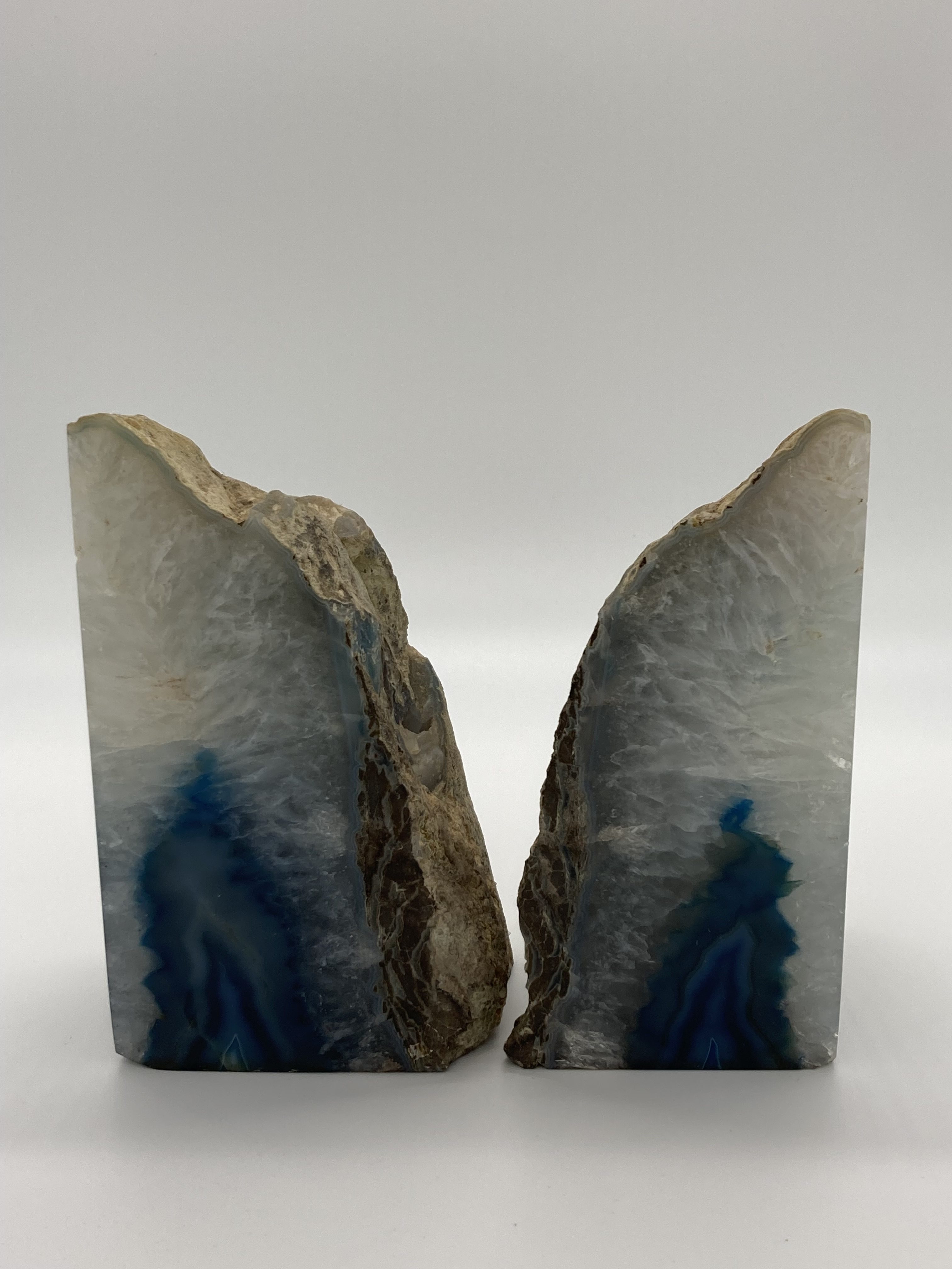 Gray Blue Agate bookends