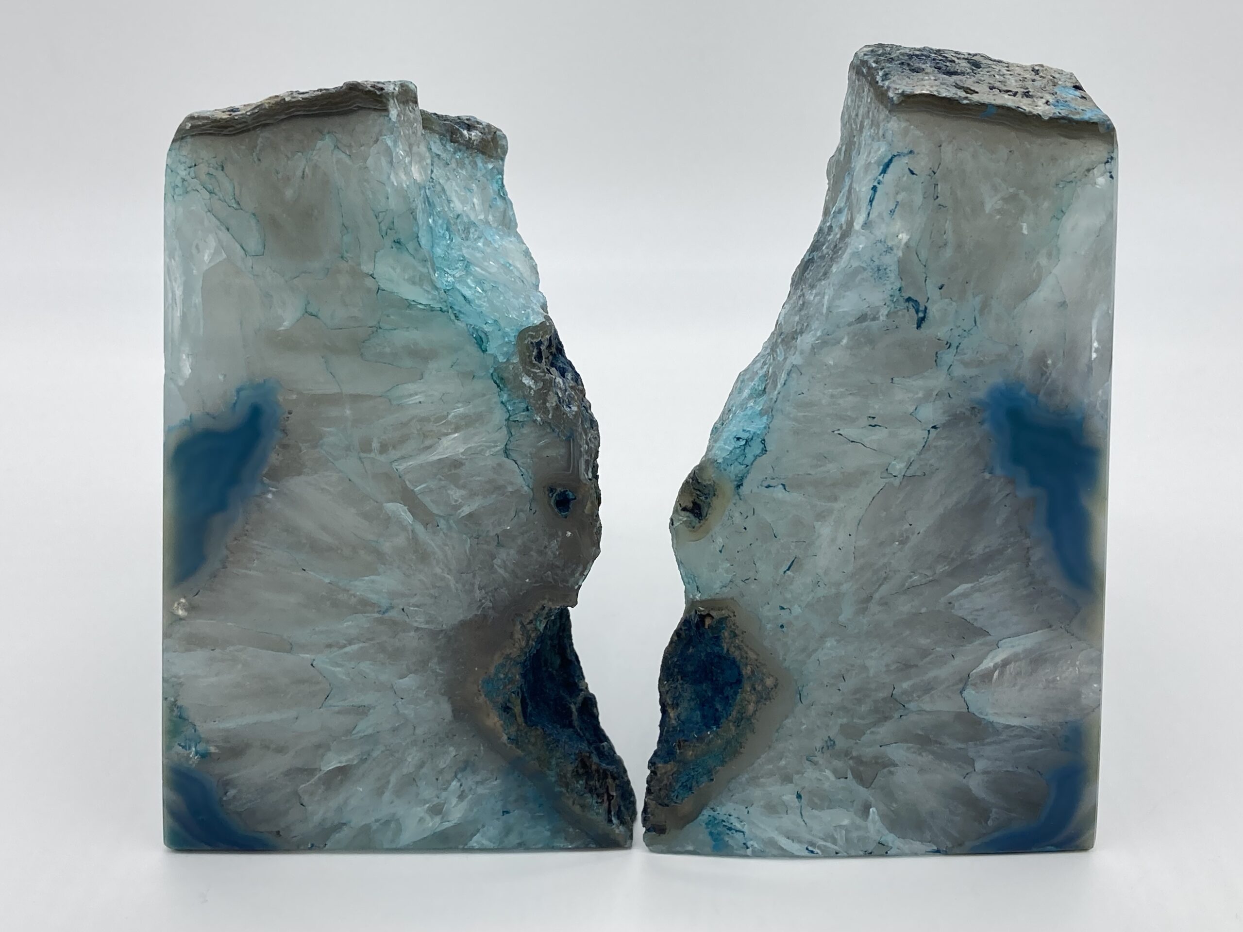 Teal agate bookends, insides