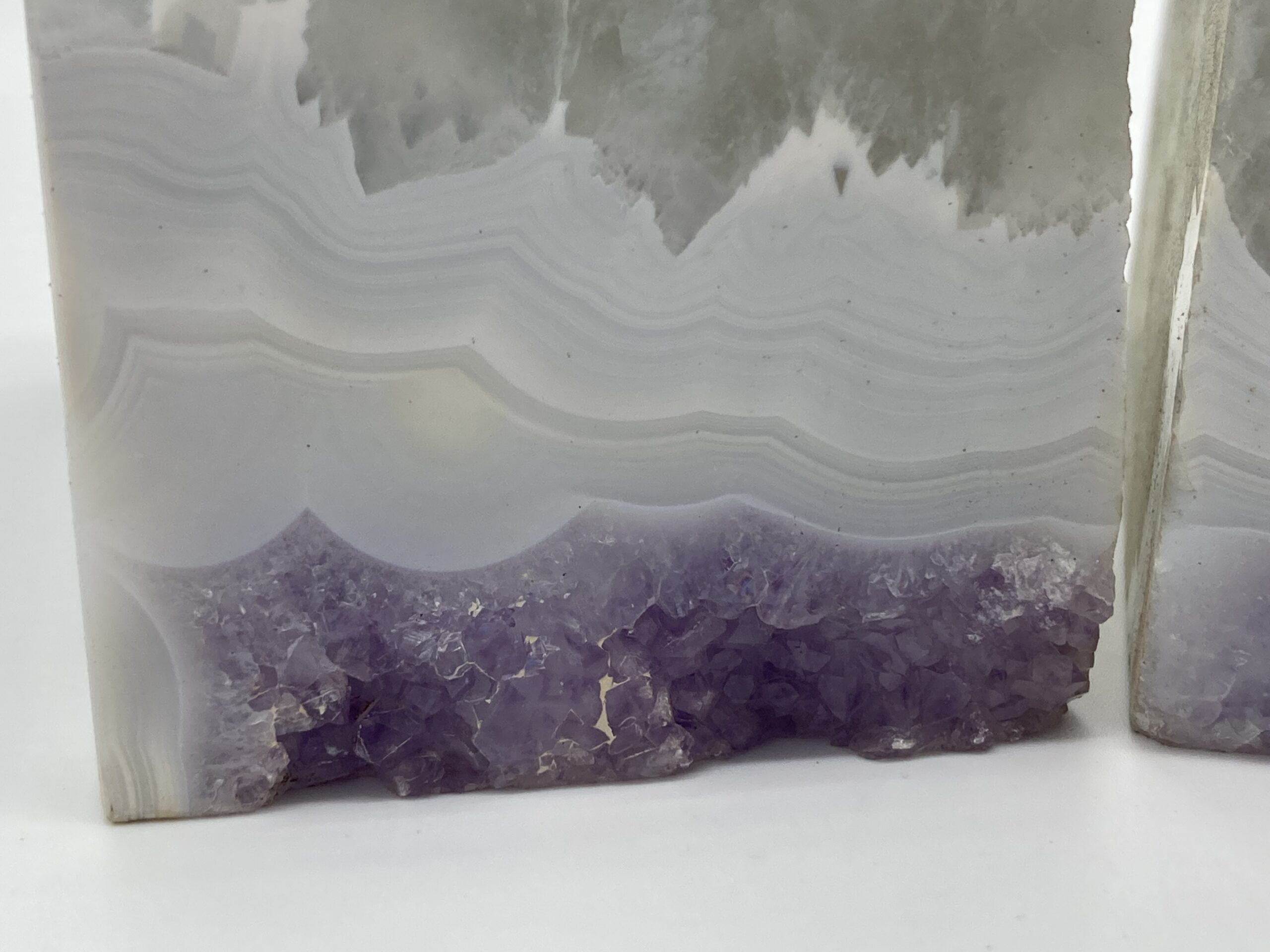 Grey bookends with Amethyst