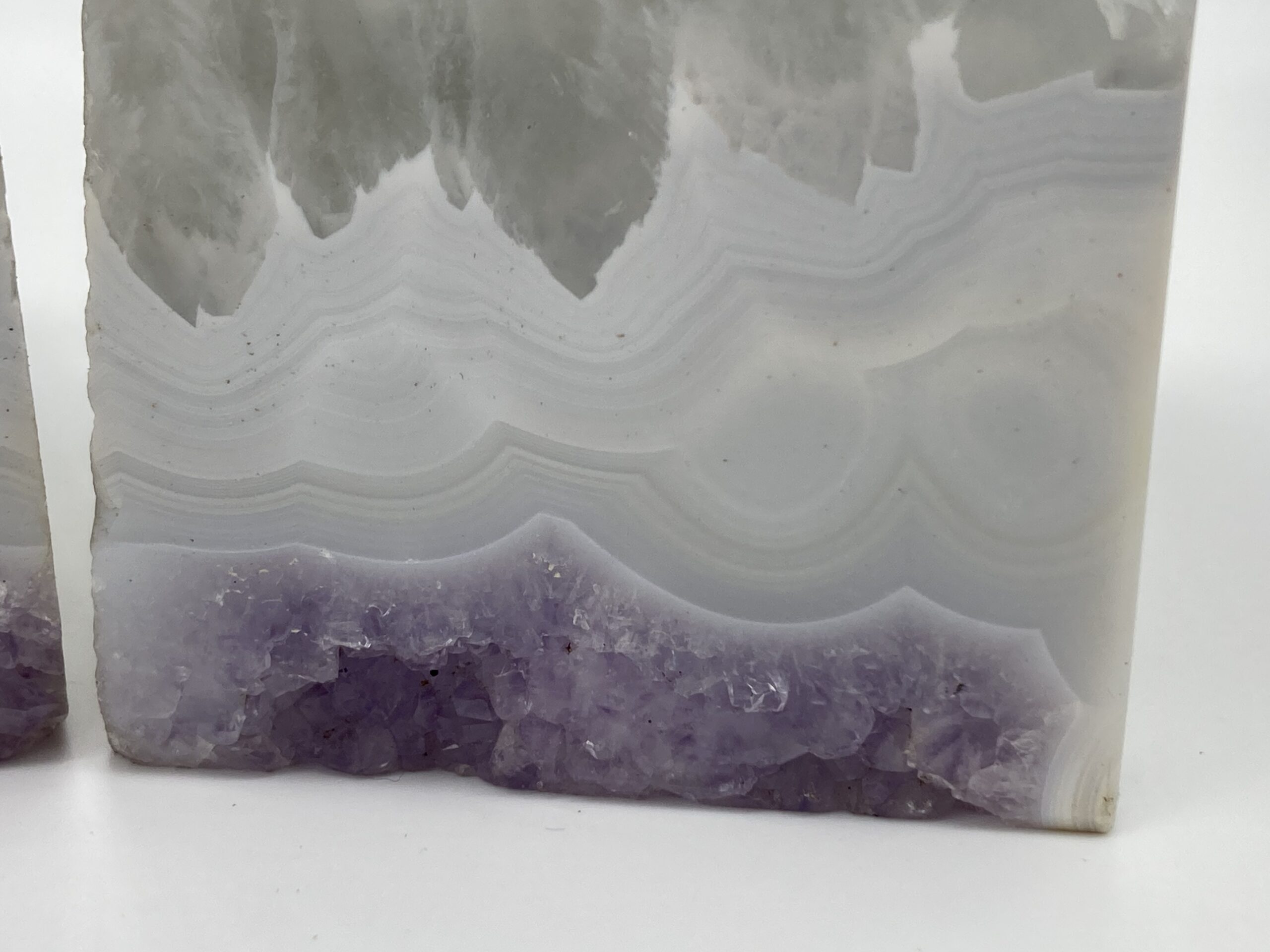 Grey bookends with Amethyst