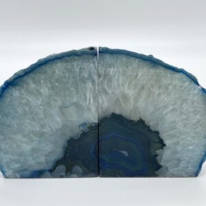 Blue agate bookends front