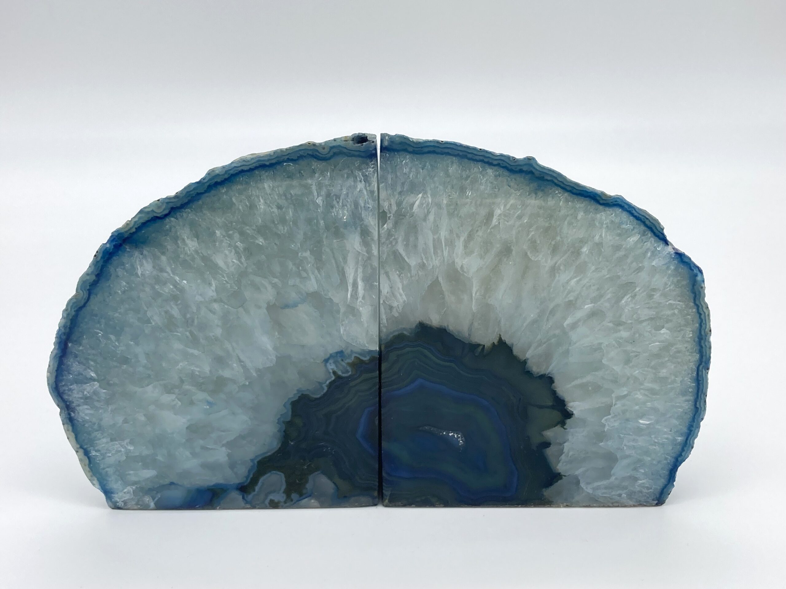 Blue agate bookends front