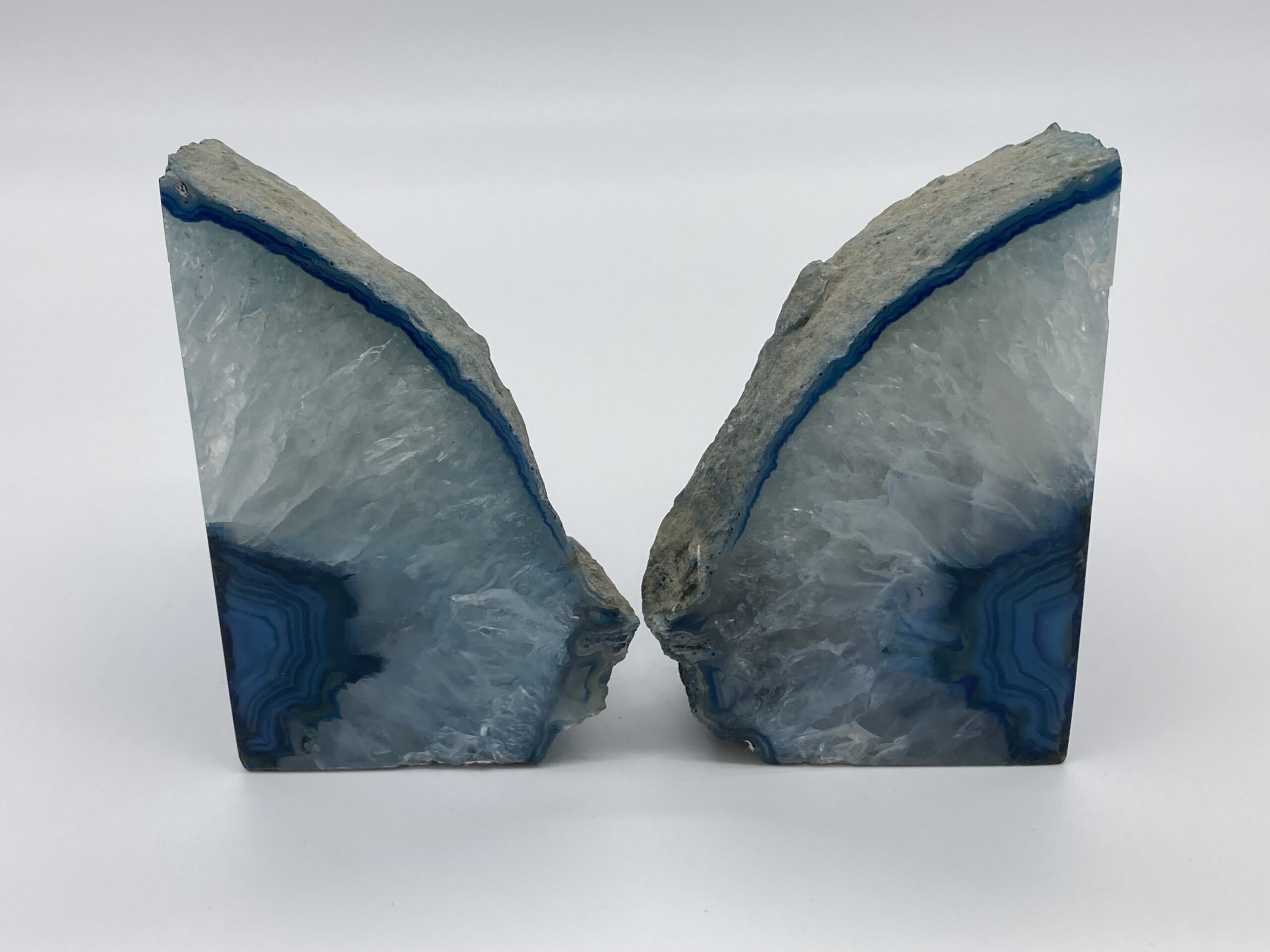 Blue agate bookends insides