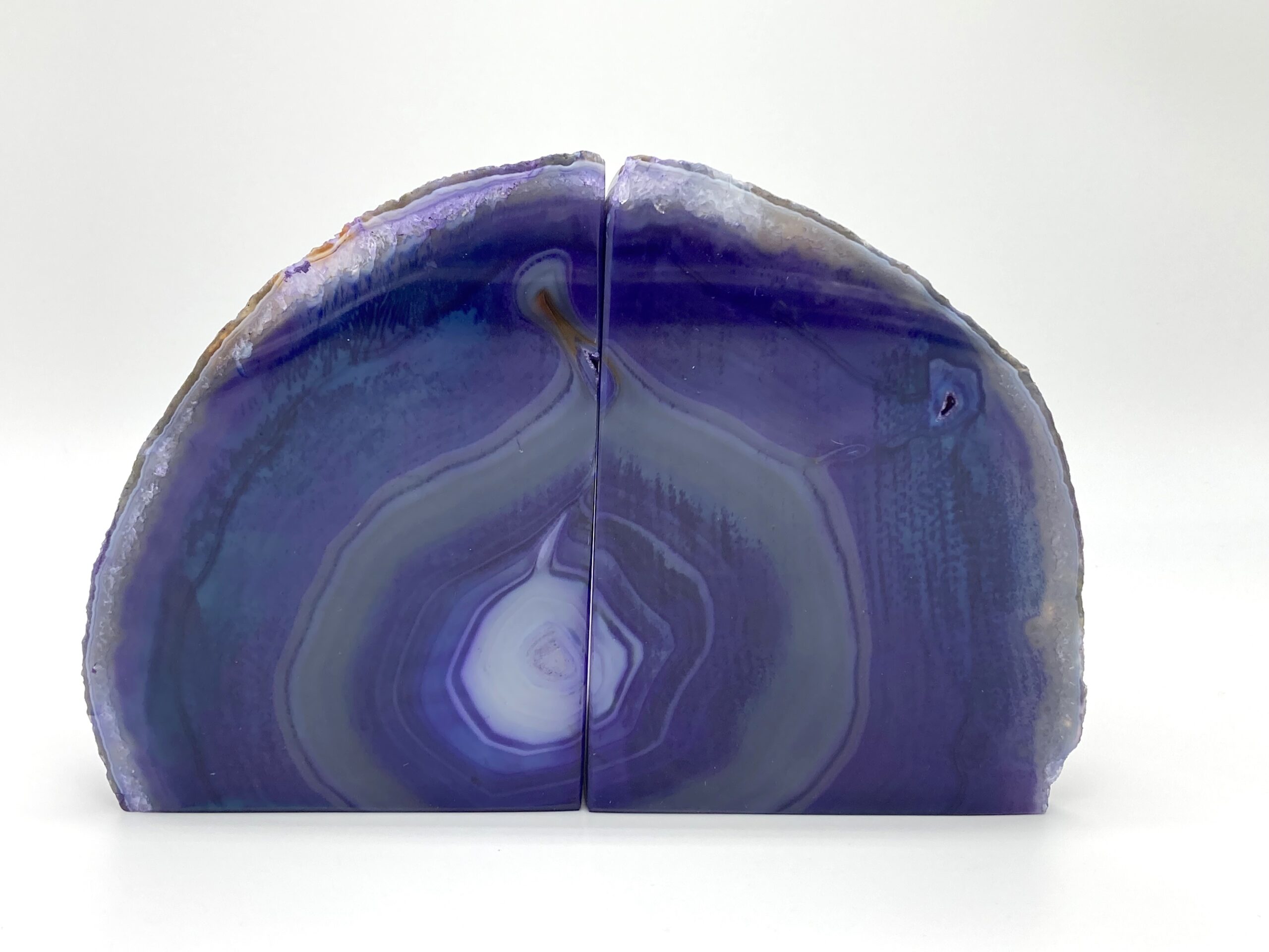 Purple agate bookends front