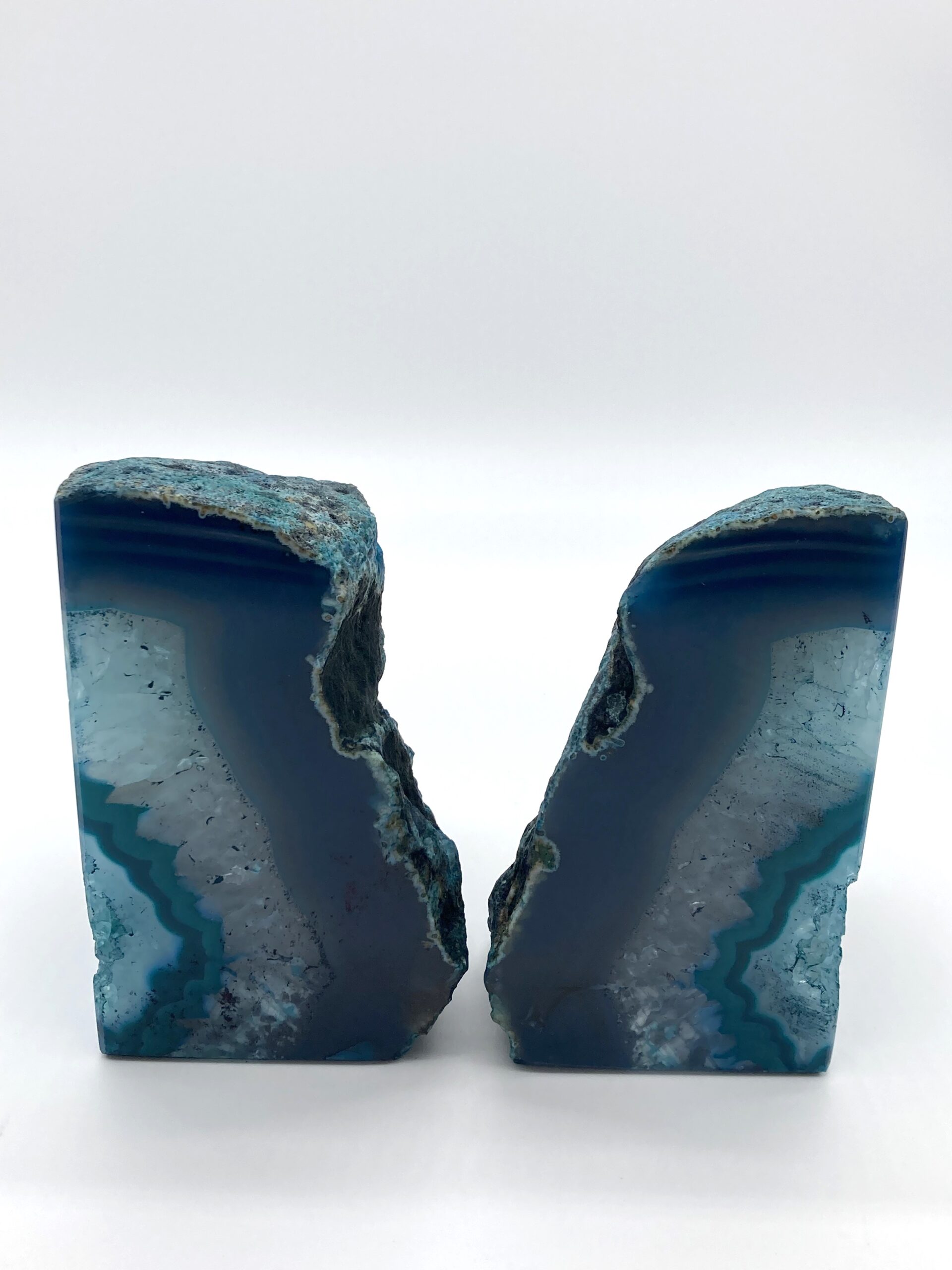 Teal Agate bookends insides