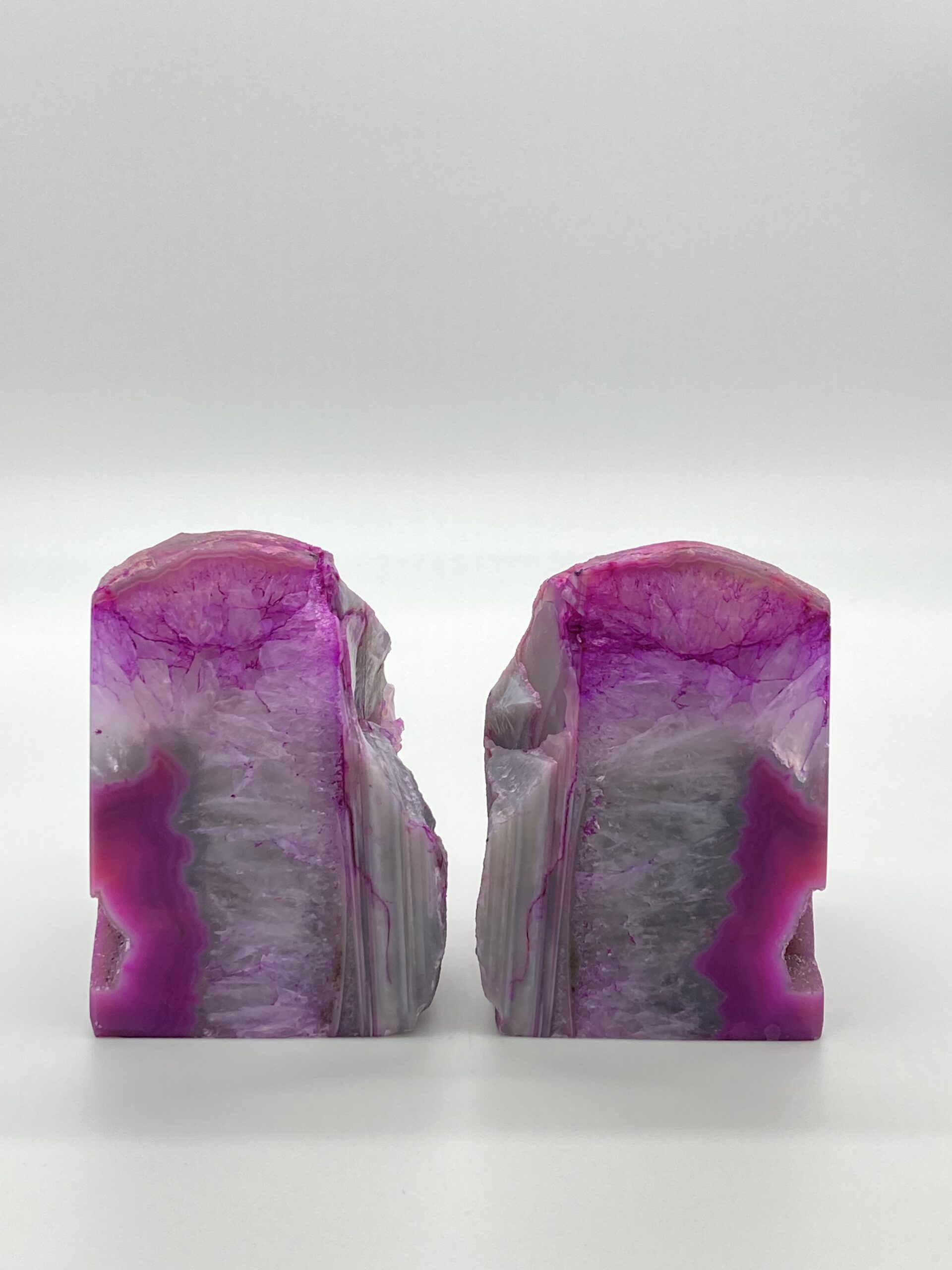 Pink Agate bookends insides