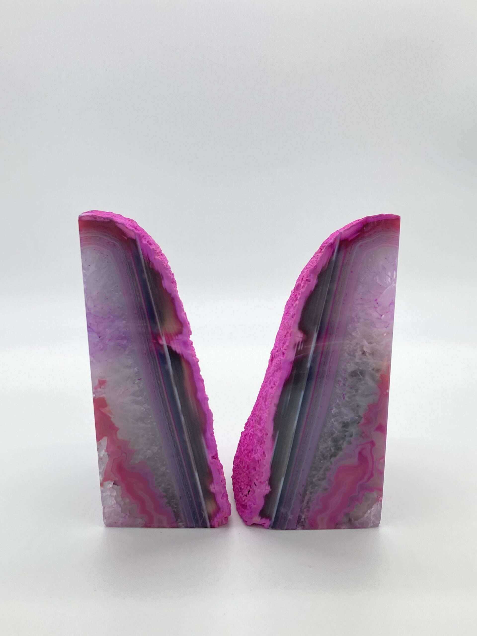 Pink Agate bookends insides